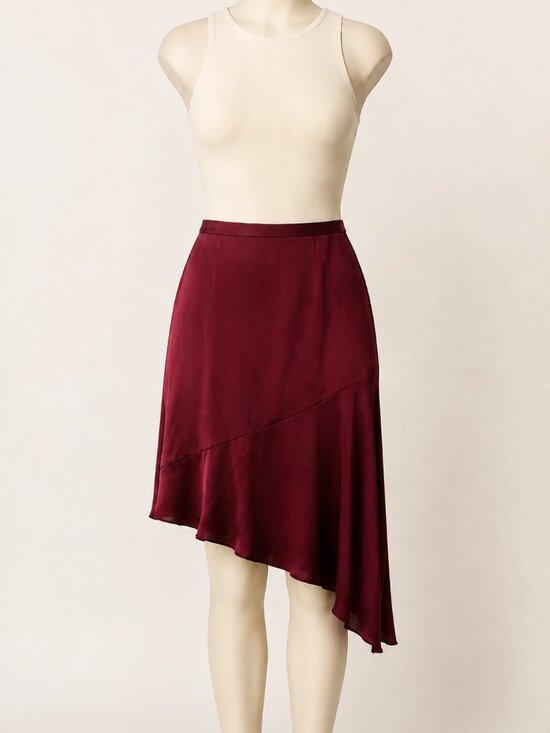 Banana Republic Dresses & Skirts - Banana Republic x Olivia Palermo Burgundy Asymmetrical Satin Skirt